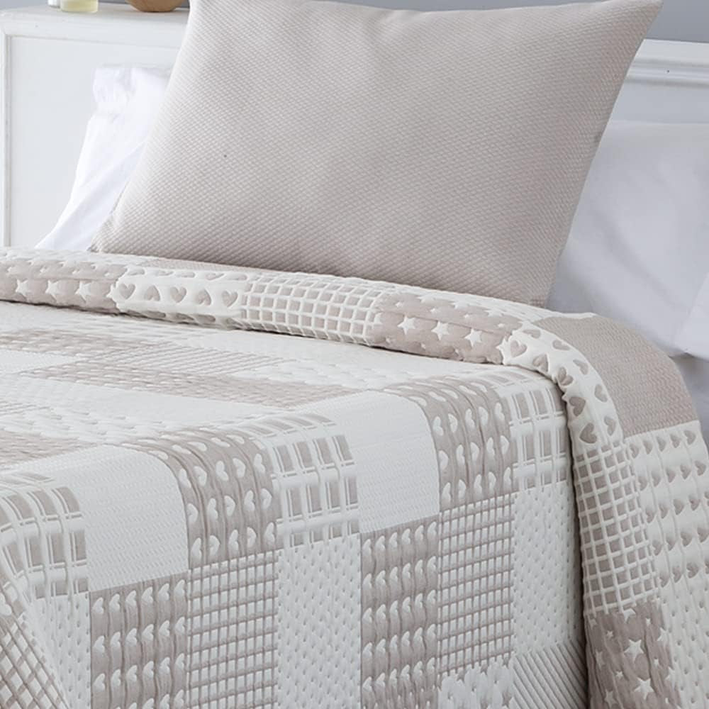 VIALMAN Colcha Bouti Ligera Överkast Sofia 21, polyester bomull, beige, Cama 150: 250 X 270 Cm Sängar och filtar Besuche den VIALMAN-Store
