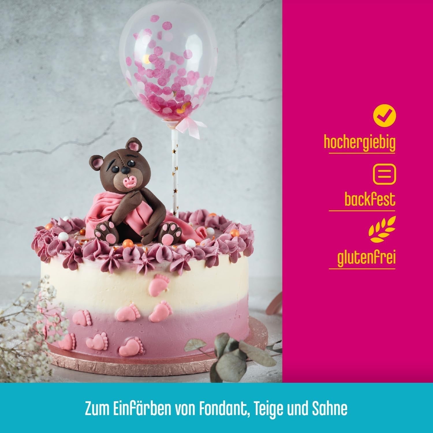 DECOCINO rosa färgpasta - 20 g - Livsmedelsfärg, perfekt för att färga tårtor, fondant och krämer - Fri från azofettsyror och gluten