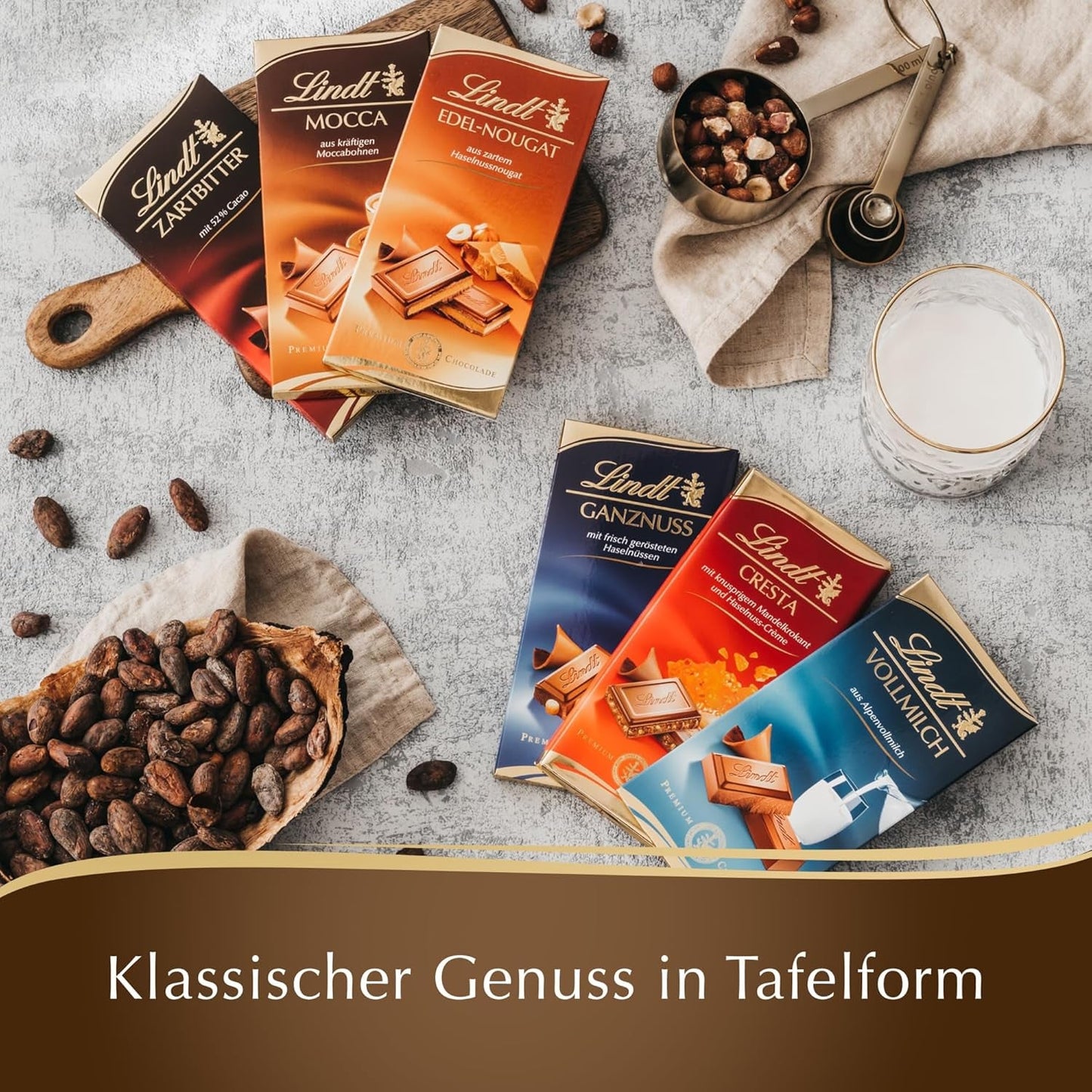 Lindt Mocka Choklad | Tablett 100g | Mjölkchoklad med rika mockabönor | Chokladkaka | Chokladpresent, 100g (förpackning om 6)
