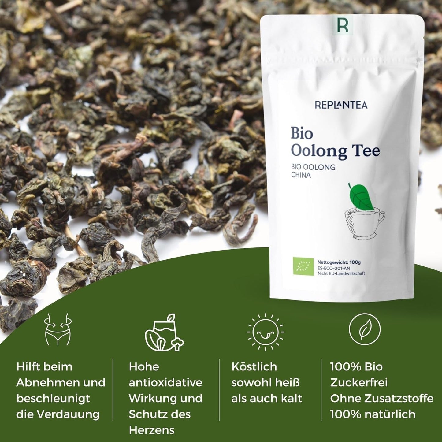 Bio Oolong Tea 100 G (50 koppar) | Tie Guan Yin Oolong Tea REPLANTERA