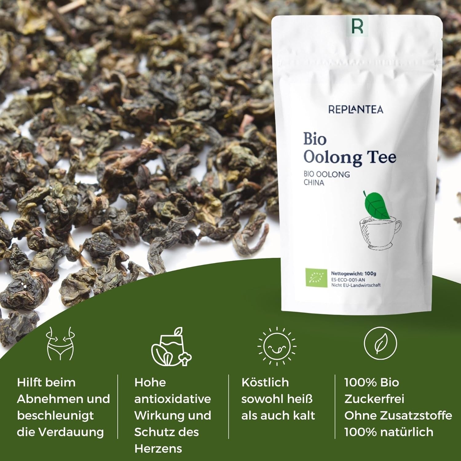 Bio Oolong Tea 100 G (50 koppar) | Tie Guan Yin Oolong Tea REPLANTERA