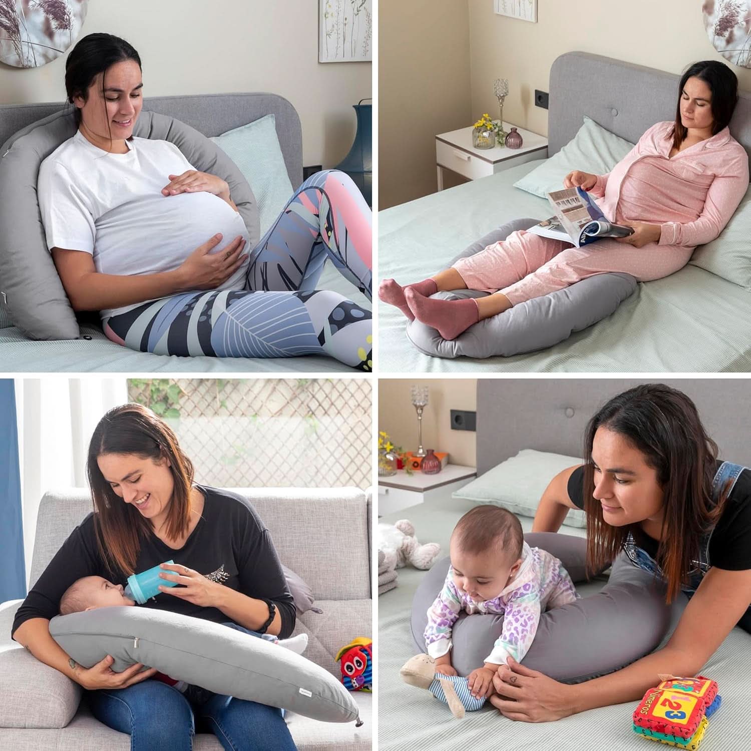 Innovagoods - Multifunktionell amningskudde, Ergonomisk design för avkoppling av mor och barn, Justerbar för olika positioner, Tvättbar, Färgad, Polycotton Accessoarer Mat och Amning Baby Naty Shop