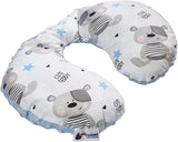 Medi Partners Baby Nackkudde Nackstöd 100% Bomull / Minky Baby Nackkudde för bilvagn Resor Sömn Nackkudde Snooze Roll (REH med Grå Minky) Cervikala ortopediska kuddar Naty Shop Ljusblå Minky Teddy Bear