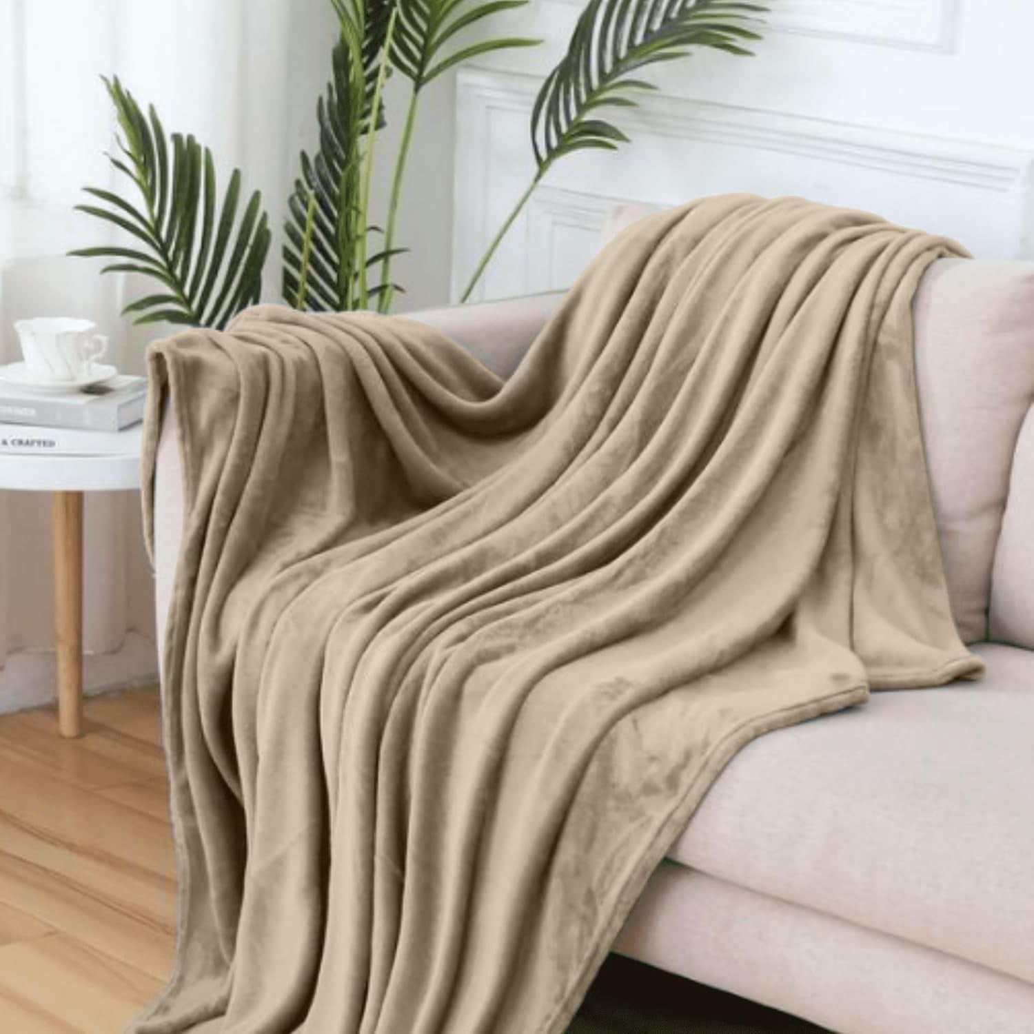 Komfortec fluffig filt, bekväm filt, fleecefilt, Oeko-Tex certifierad, supermjuk, 150X200 Cm, 260 G/M², beige sängar och filtar Besuche den Komfortec-Store