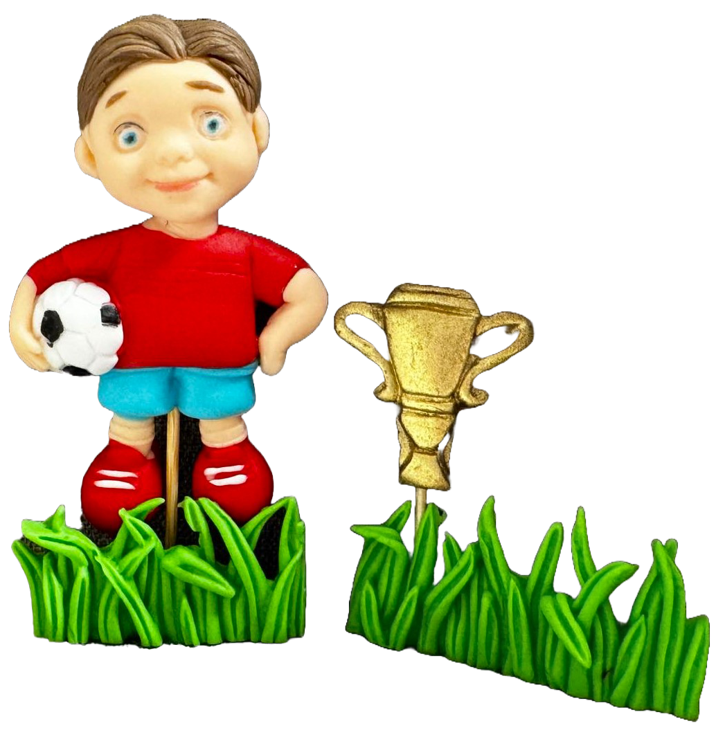 Set med 4 ätliga sockerdekorationer, Footballer Sugar Paste Decorations Naty Shop