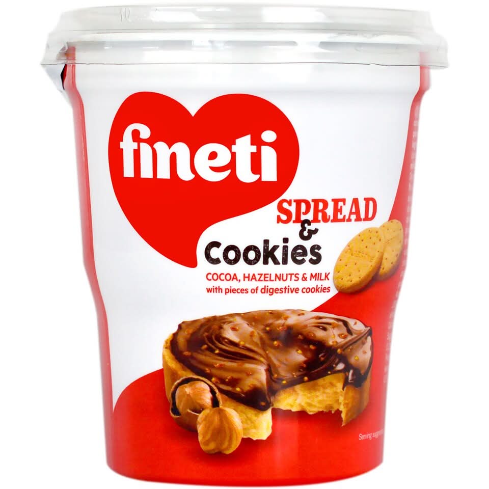 Fineti, Bredbar kräm med kakao, hasselnötter och kex 370g Glasyr och dekor Naty Shop