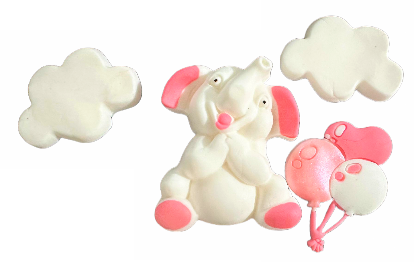 Set med ätliga sockerdekorationer, Pink Elephant Sugar Paste Decorations Nati Shop