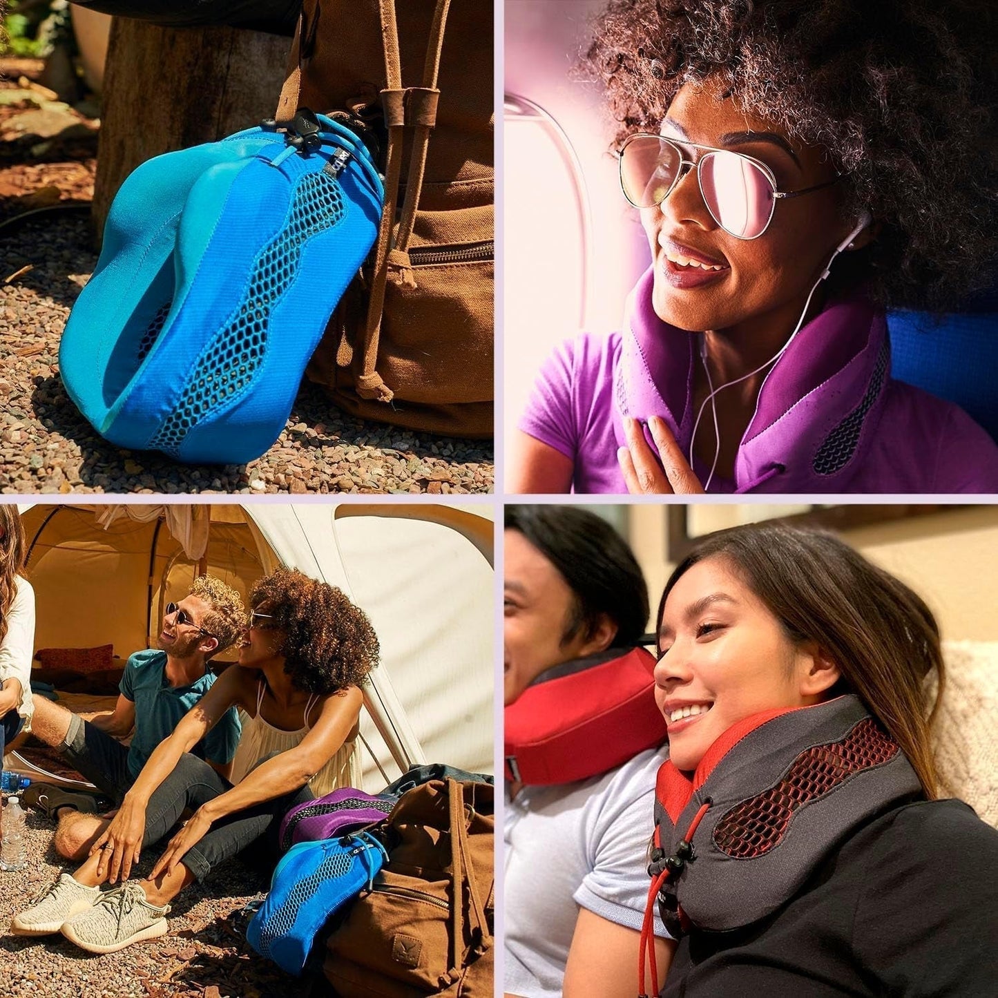 Cabeau Long Flight Travel Nackkudde - Evolution Cool - Stödjande Memory Foam med ventiler - Kompakt med väska (lila) Naty Shop Travel Kuddar