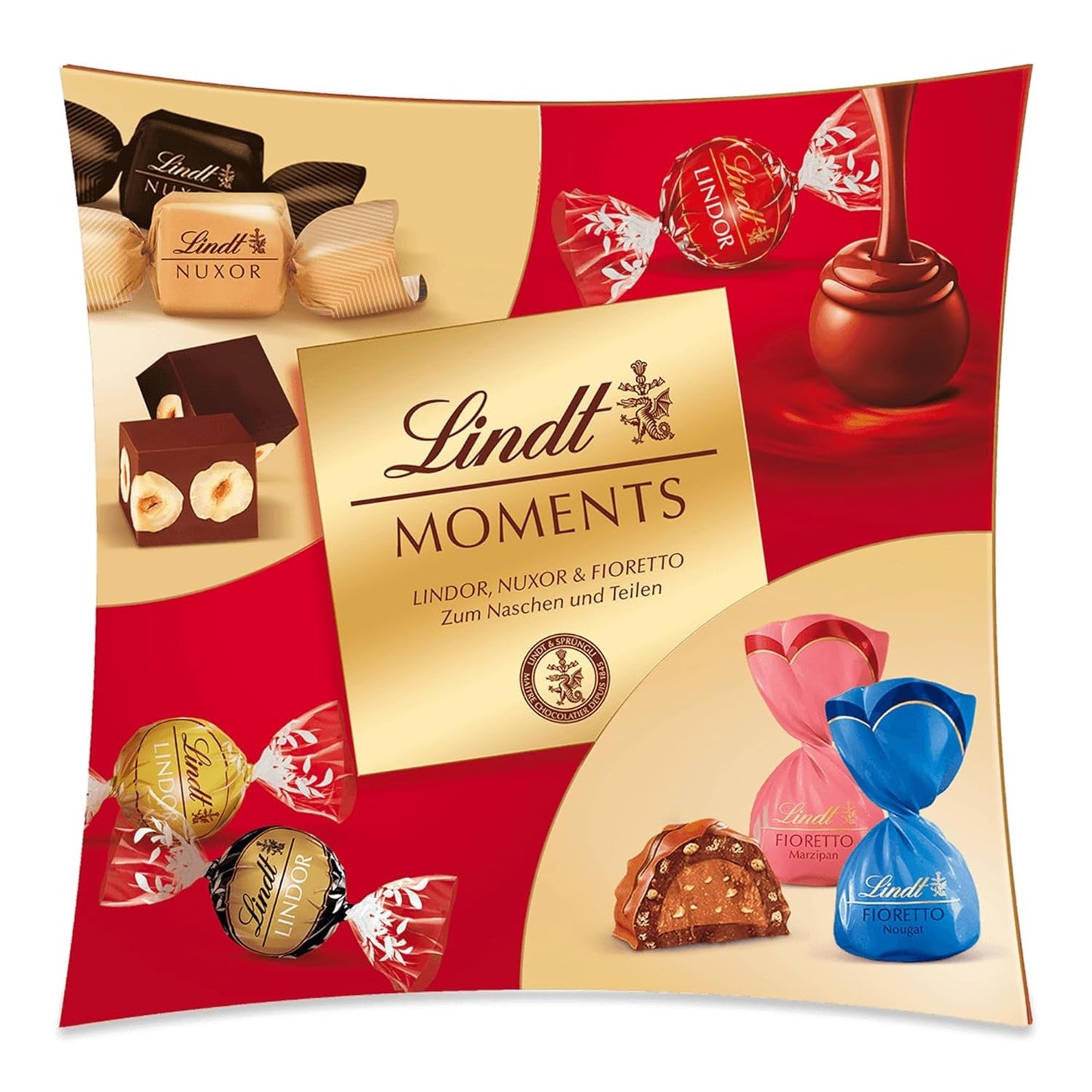 Lindt Choklad | Lindt Moments box | 223g | Raffinerad blandning av de finaste LINDOR-tryfflarna, nötiga NUXOR-kuber och knaprig FIORETTO | Choklad present