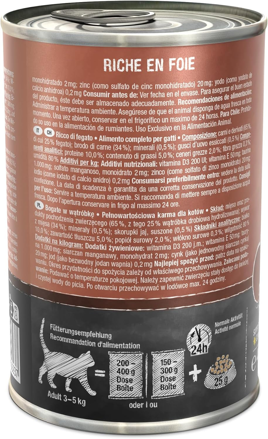 LEONARDO Blötfoder [6x400g lever] | Våt spannmålsfri kattmat | Komplett våt burkmat