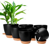 CSYY blomkrukor Set med 7 plastblomkrukor med bevattningssystem 20.3/19/17.7/16.5/15.2/14/12.7cm självvattnande krukor och fat inomhus utomhus