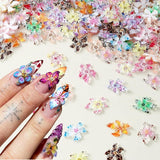50 st 3D Flower Nail Charms, 3D Gel Nail Art, Nail Charms, Färgglada sommarsmycken, DIY Nageltillbehör, Präglade Hibiscus Flower Crystals, Gradient Nail Art för kvinnor