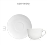Sänger New Port kaffekoppsset, 12 koppar set för 6, vita porslinskoppar och fat, 150ml | PREMIUM KOLLEKTIONEN