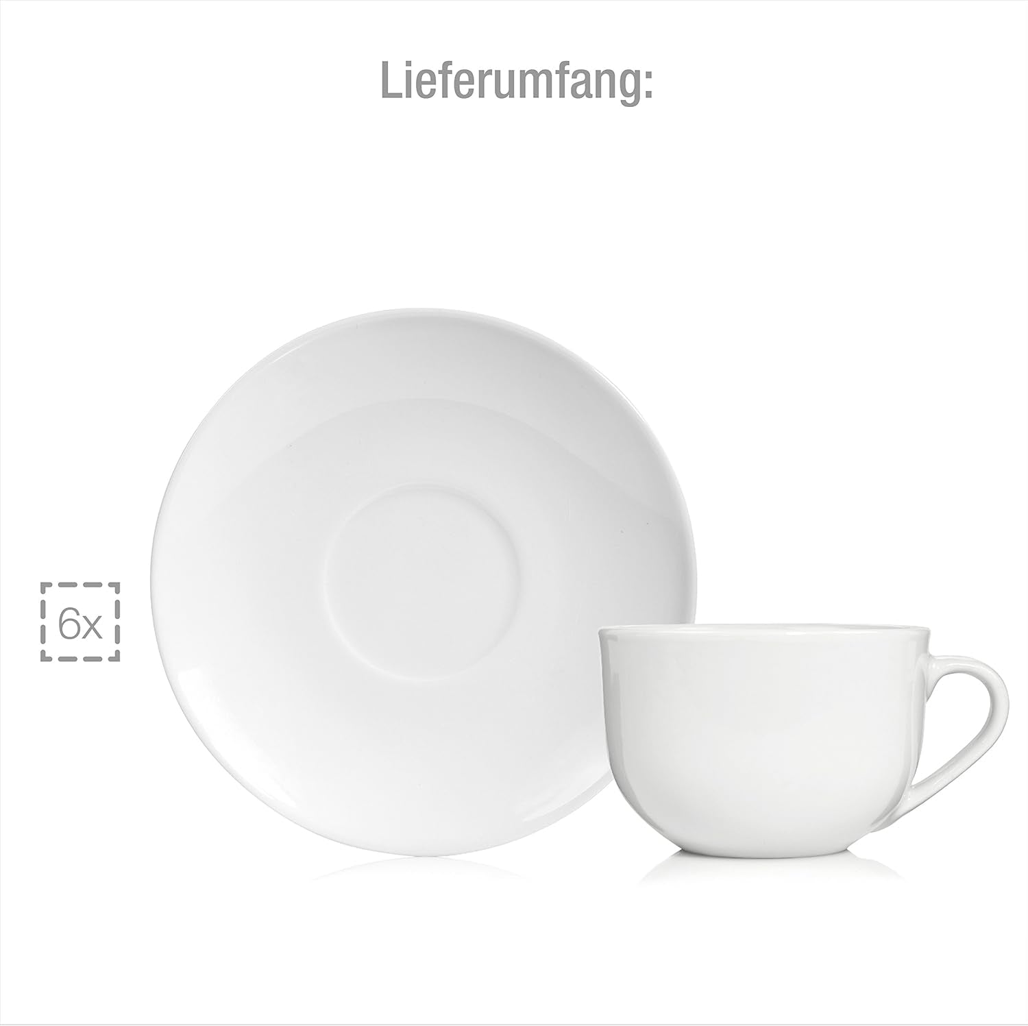 Sänger New Port kaffekoppsset, 12 koppar set för 6, vita porslinskoppar och fat, 150ml | PREMIUM KOLLEKTIONEN