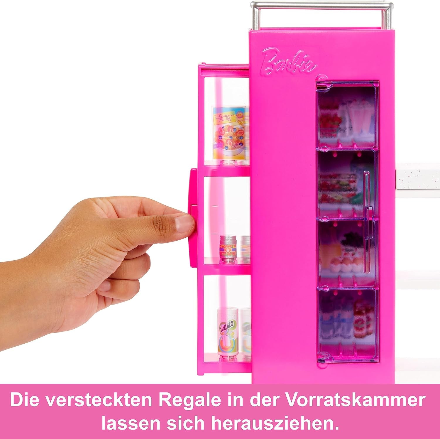 Barbie Doll Pantry Lekset med 25+ köksdelar och tillbehör - perfekt för små matälskare och present för barn från 3 år och uppåt, HJV38