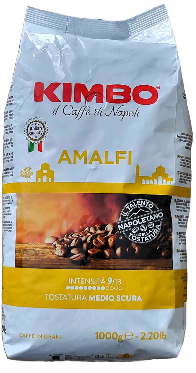 Hela Amalfi-kaffebönor (100 % Arabica), medelrostade, 1 kg påse