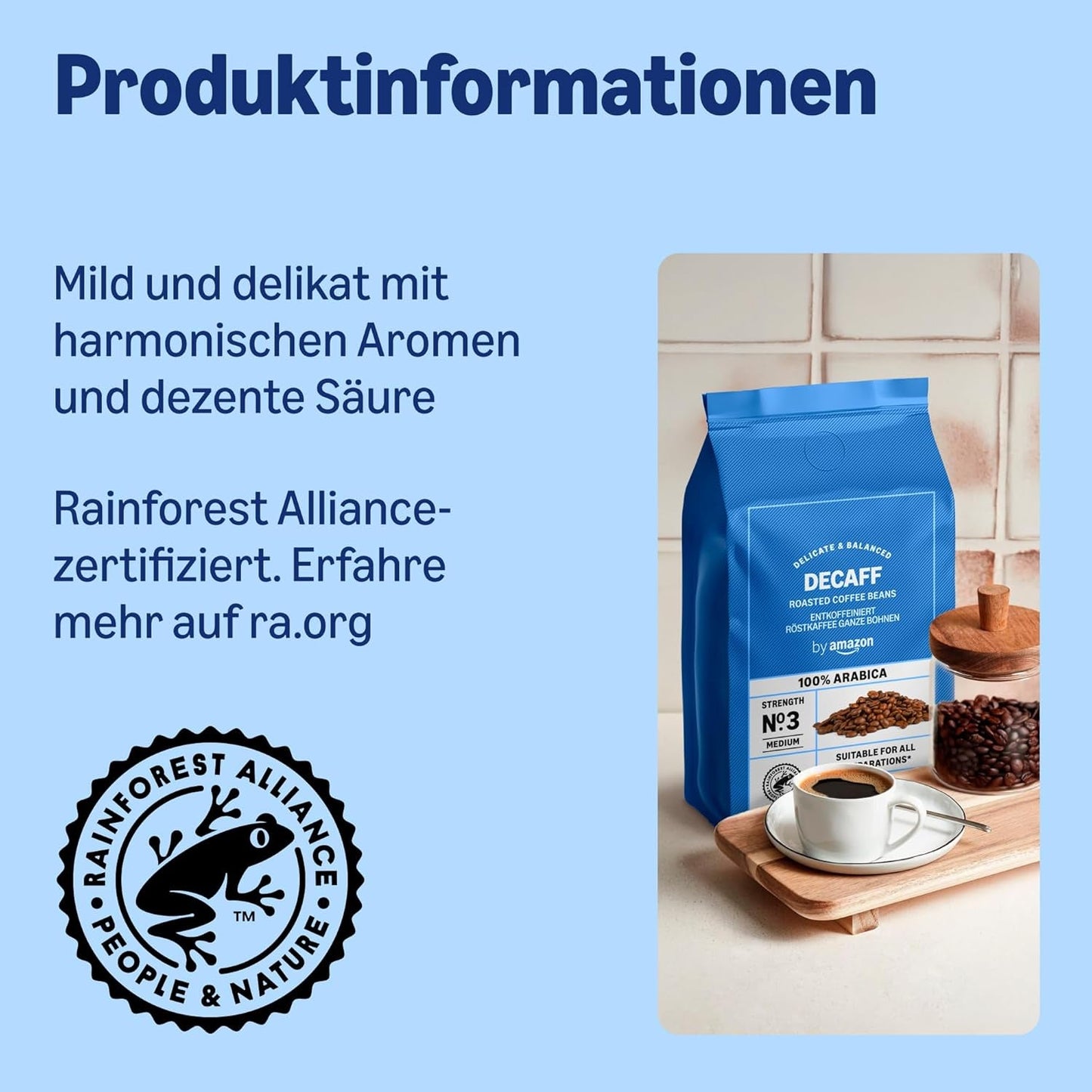 av Amazon Kaffeebohnen, entkoffeiniert, Lichte Röstung, 2 kg (2 Packungen med 1 kg), Rainforest Alliance zertifiziert