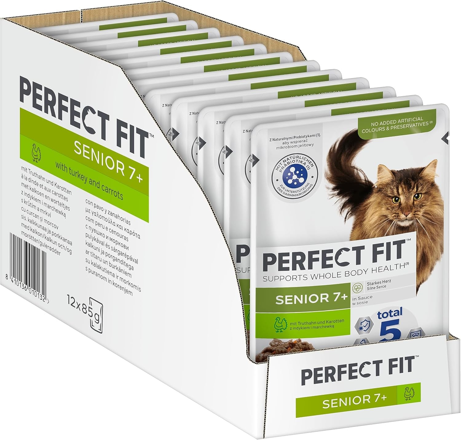 PERFECT FIT™ Portionspåsar för seniorkatt med kalkon och morötter, 12 x 85 g