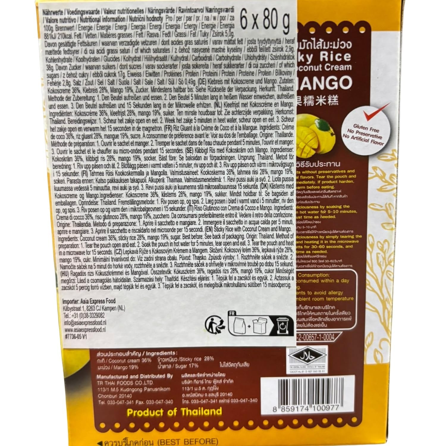 - Klibbigt ris med kokos och mango - (6 x 80 g)