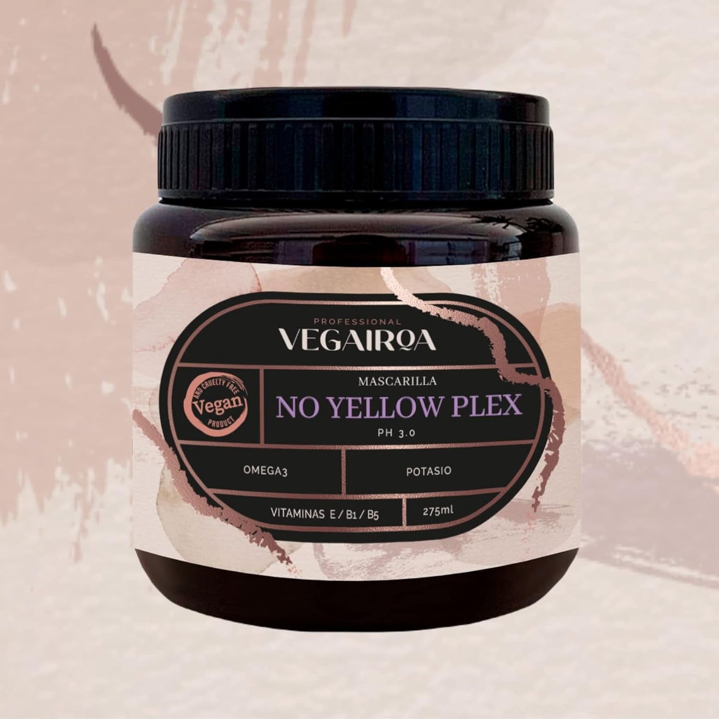 VEGAIROA - No Yellow Plex Mask - Neutraliserande mask för gula och orange toner - Fuktgivande vård - Lila pigment - Professionell vegansk hårprodukt - 275 g Naty Shop hårmask