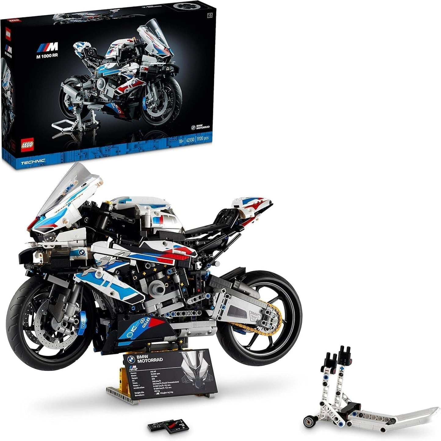 LEGO Technic BMW M 1000 RR Motorcykelmodell Vuxenmodellsats Set som hantverkspresent för män och kvinnor Hem- eller kontorsinredning 42130 Byggset Besuche den LEGO-Store Single