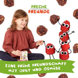 FRECHE FREUNDE Ekologiska fruktgeléer, äppel-, hallon- och risklubbor, fruktigt sött mellanmål för barn, glutenfritt, veganskt, paket med 20 (20 x 30 g)