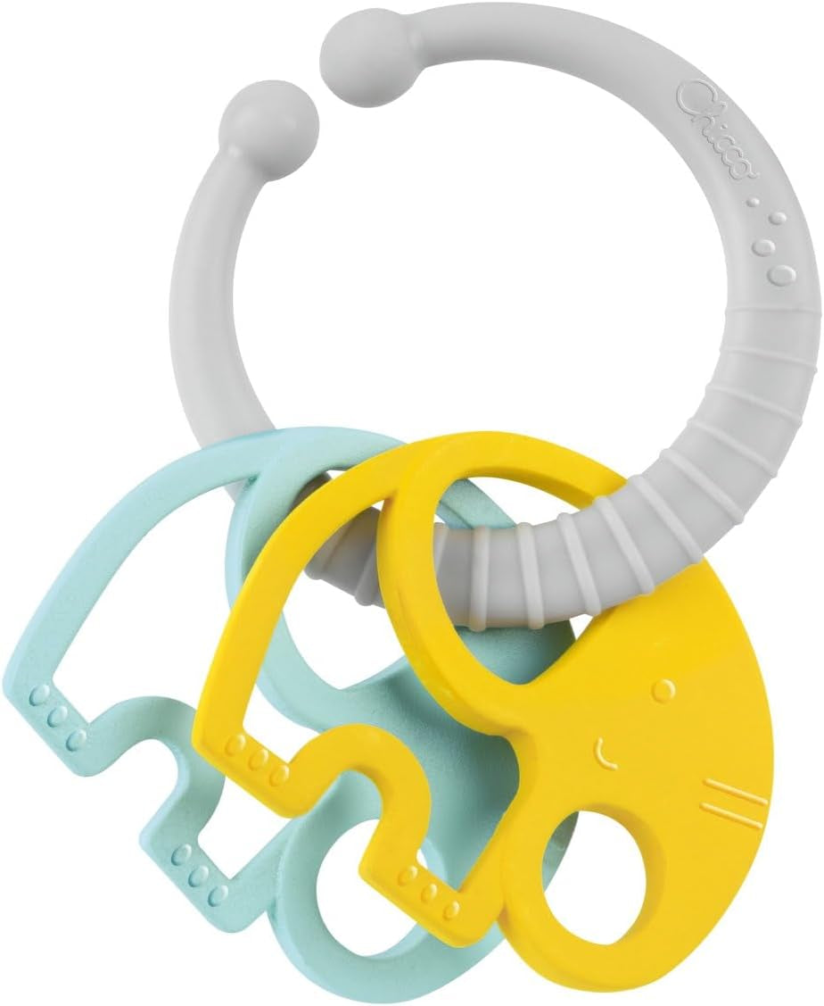 Chicco måltidspresentset Dou Dou, haklappset, barnstolsleksak med sugkopp i form av en söt kyckling, med två färgglada skallror, lätt att fånga från 6 månader Baby Toys Naty Shop