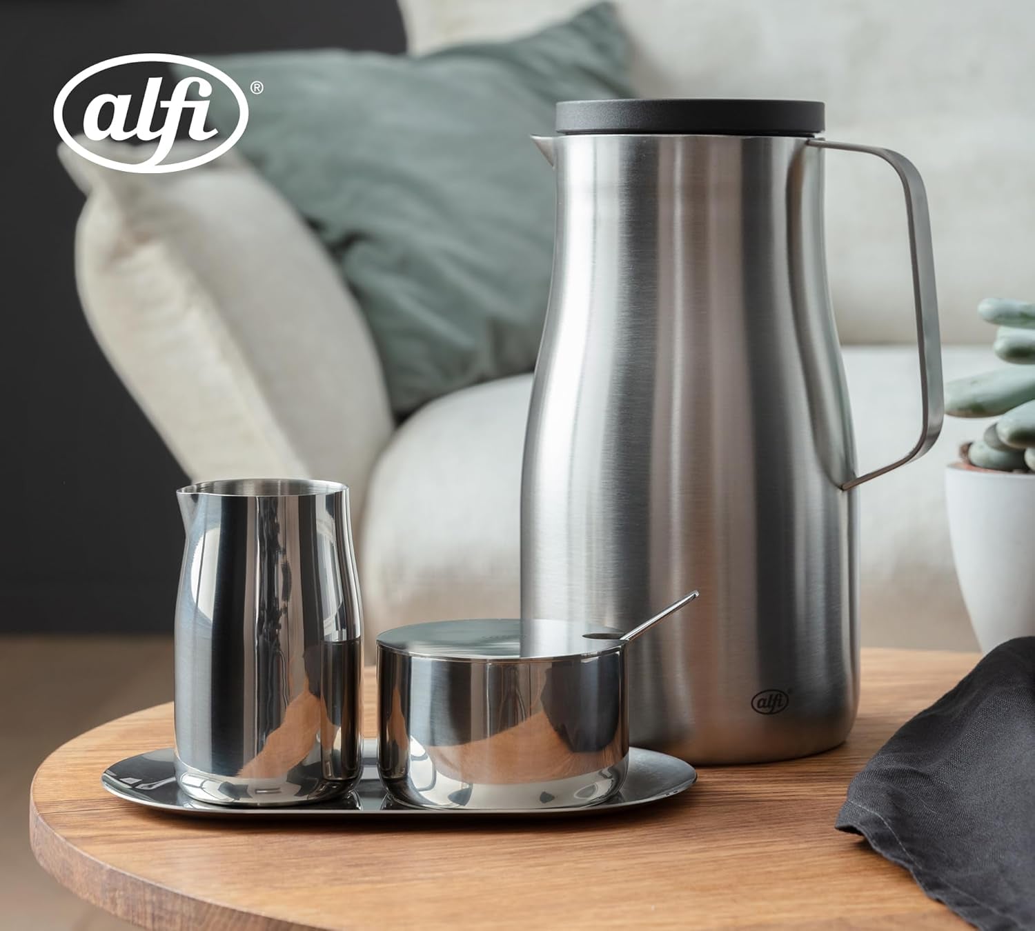 MJÖLK OCH SOCKER SET alfi högkvalitativt polerat rostfritt stål mjölk- och sockerset, elegant design, tål diskmaskin, hållbart