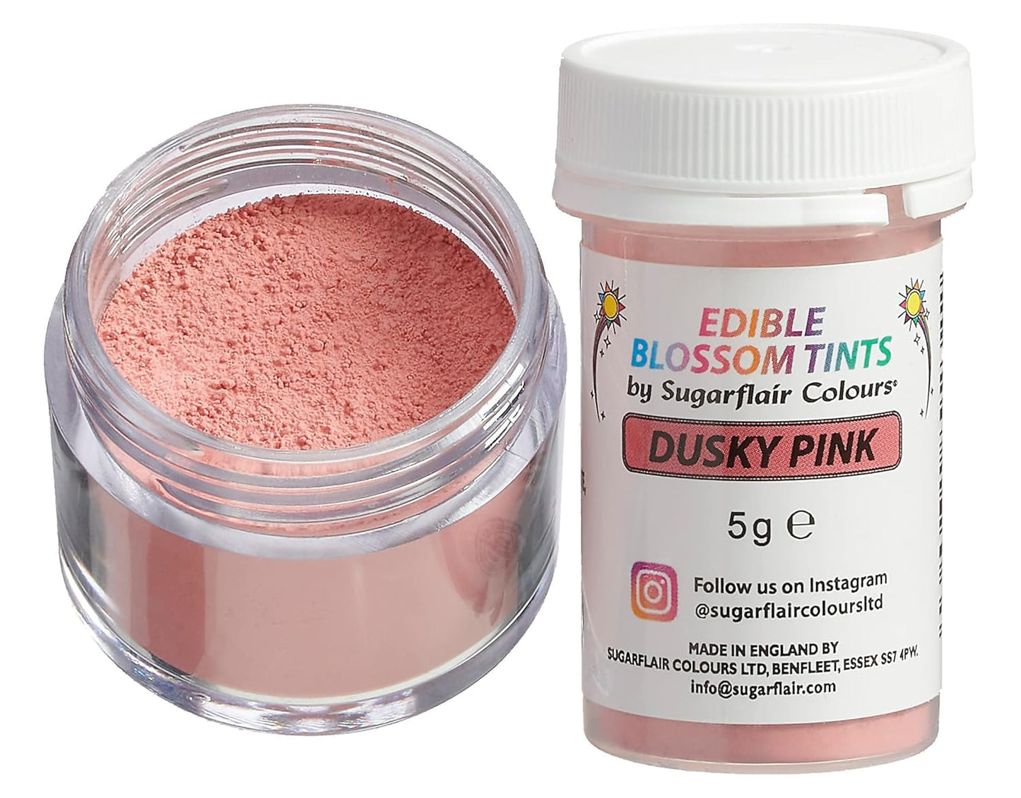 Sugarflair Blossom Tint Dusky Pink matfärgningspulver - matfärgningspulver för tårtdekorering, fondant, glasyr, choklad, smörkräm, macarons och mer - 5G