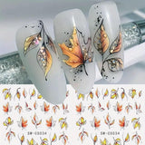 6 Blatt Herbst Nagelsticker,Ahornblatt Selbstklebend Nagelaufkleber,Herbst Nagelsticker,Nageldesign Zubehör,Nagelkonstklistermärke,Selbstklebende Deko Für Nägel