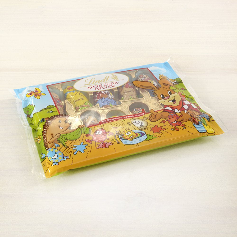 Små påskvänner med choklad | 2 x 100 g och chokladdekoration miniägg med alpmjölk | 2 x 180 g påsar | Premium mjölkchokladägg, glatt och färgglatt förpackade, i fyra färger till påsk