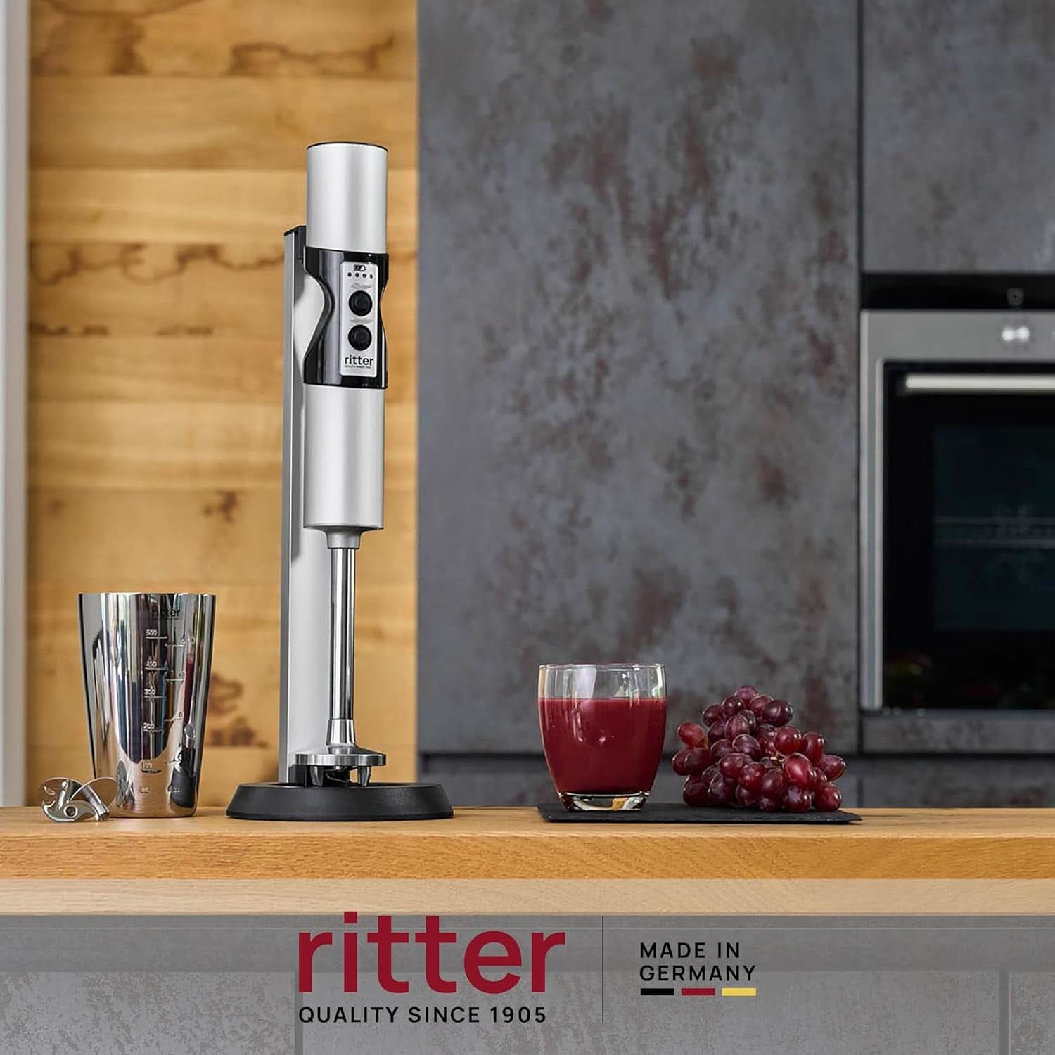 Ritter Stilo 7 plus Kabelloser Stabmixer, Pürierstab Mit Akku Aus Vollmetall, Tillverkad i Tyskland, Silber Kitchen Naty Shop