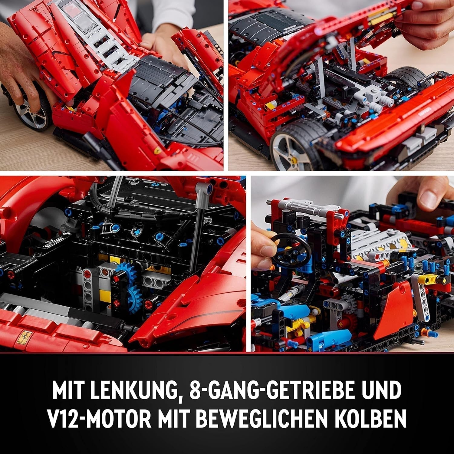 LEGO Technic Ferrari Daytona SP3 modellsats 1:8 skala, röd supersportbil, utökad bilmodell samlarobjekt, Ultimate Car Concept 42143 Byggset Besuche den LEGO-Store
