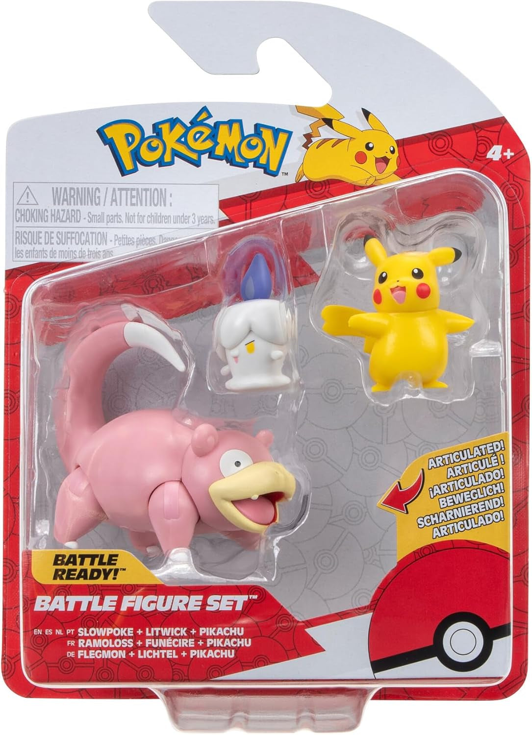 Pokémon PKW3057 Battle Figure Set-Piepi, Tanhel, Lauchzelot Actionfigurer Naty Shop Lichtel, Pikachu, Phlegmon