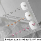 Mini Butterfly Zircon Nail Nyckelringar Y2K Vit Champagne Rosa Rhinestone Crystal Butterfly Nyckelringar Nails 3D Butterfly Nail Design Nyckelringar Butterfly Nails Dekoration Nail Art Nyckelringar Nageltillbehör