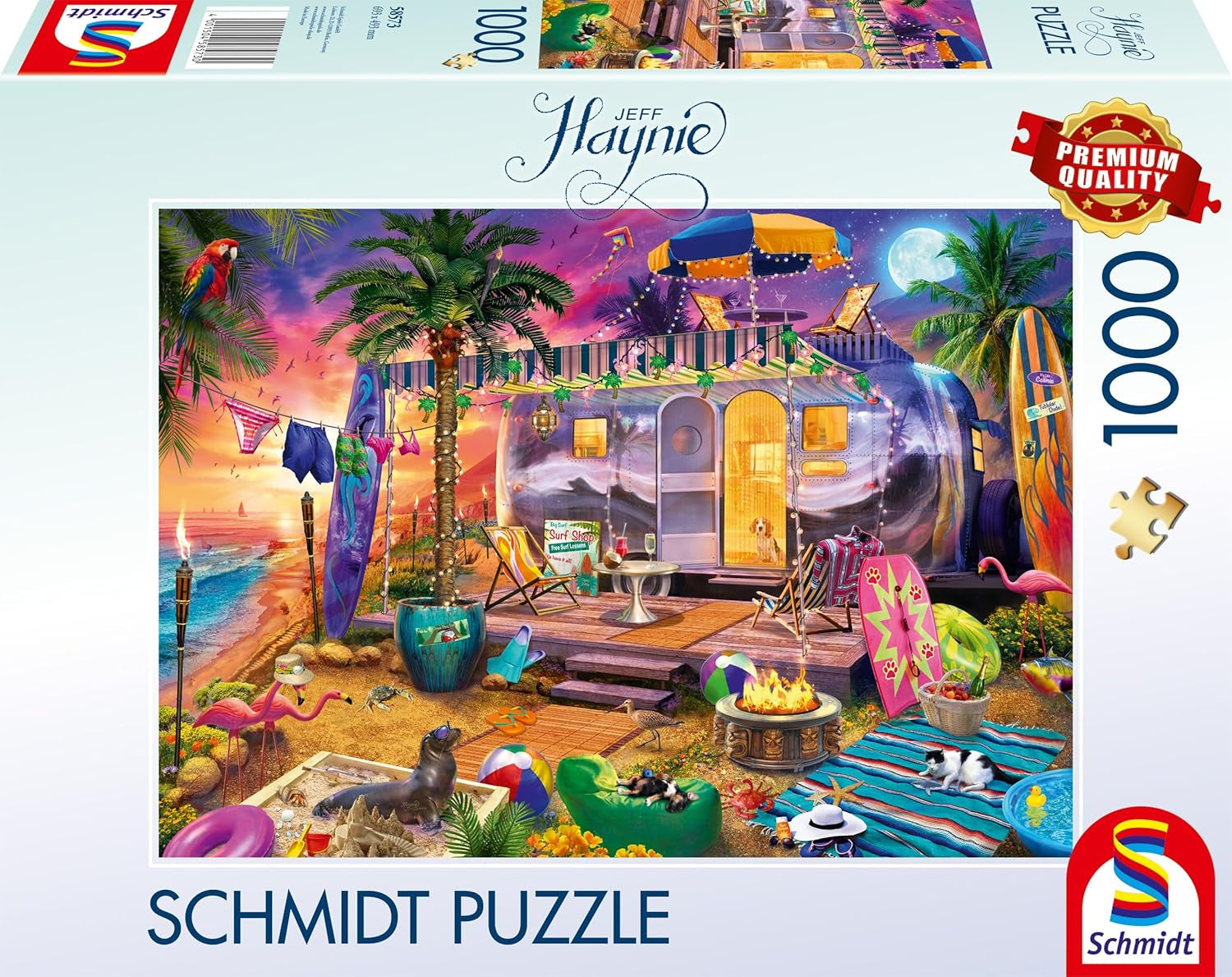 Schmidt Spiele 58573 Jeff Haynie, Mit Dem Wohnwagen Am Meer, pussel 1000 bitar Pussel Naty Shop Standardtitel