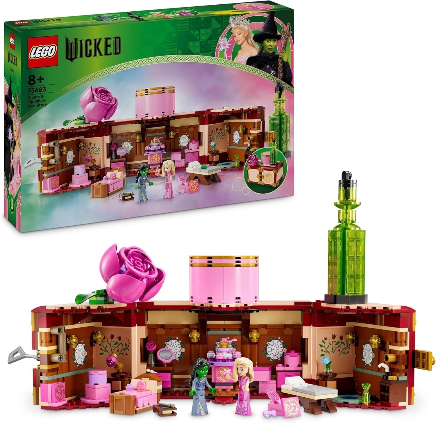 LEGO Wicked Glinda och Elphabas sovrum - Dockhus med 2 Oz minidockor, fantastiska tillbehör inklusive blommor och kläder - Kreativ leksak för tjejer från 8 år och fans - 75683 Byggset Besuche den LEGO-Store Standardtitel