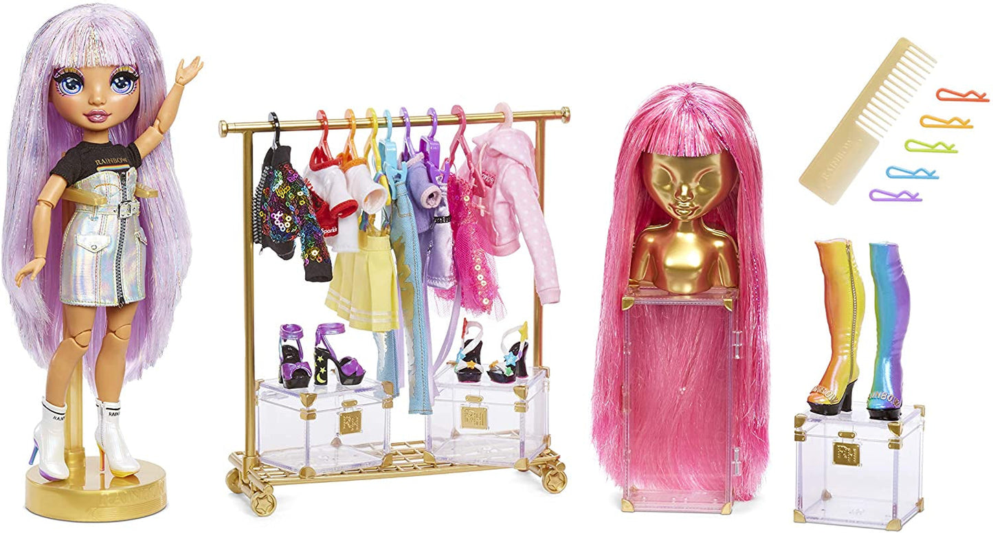 Rainbow High 571049 Fashion Studio - Exklusiv docka med kläder, accessoarer och 2 glänsande peruker - Skapa över 300 outfits!