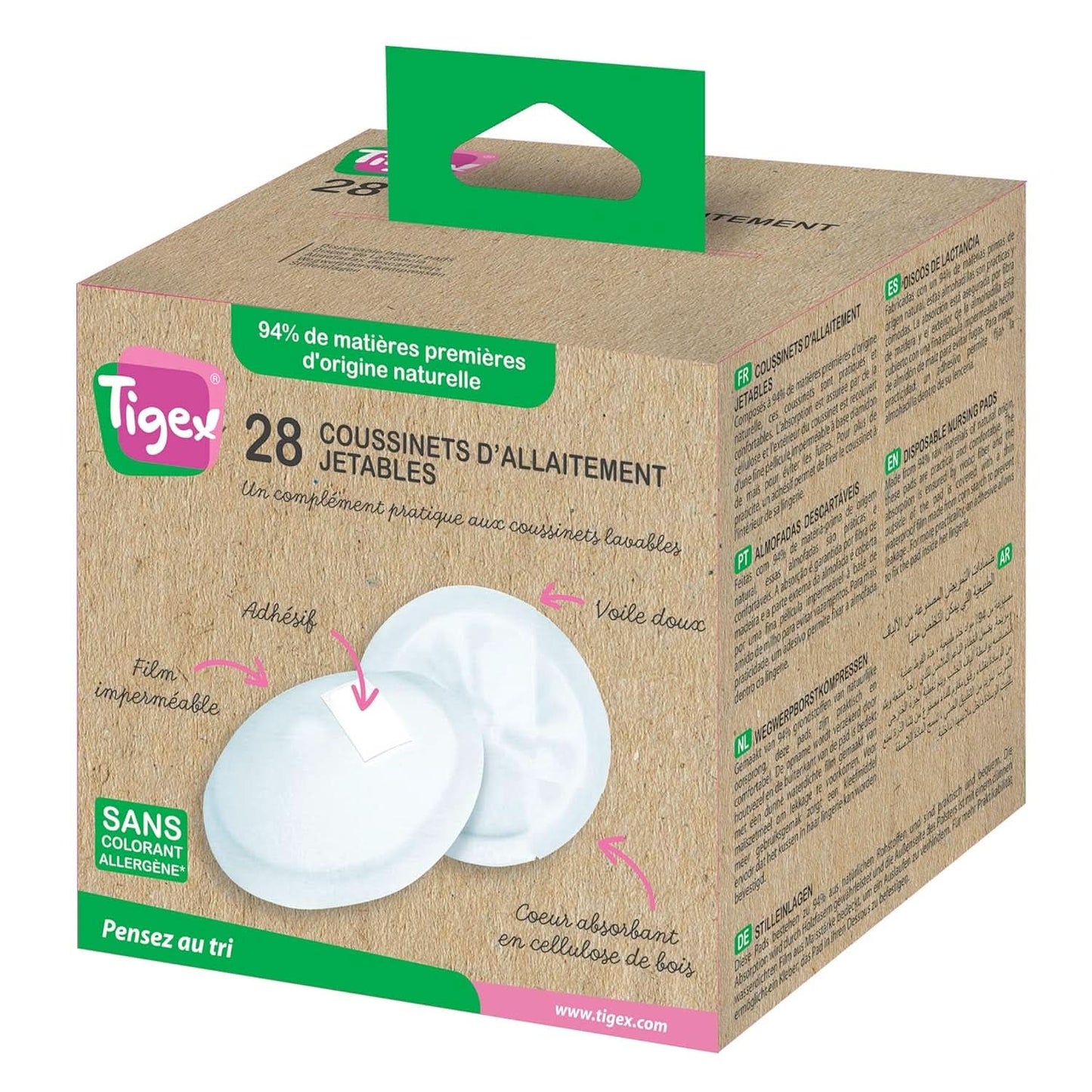 Amningsskydd för engångsbruk | 94 % råvaror av naturligt ursprung | Med väska i ekologisk bomull | 28 tamponger Tillbehör Mat och amning Bebe Naty Shop