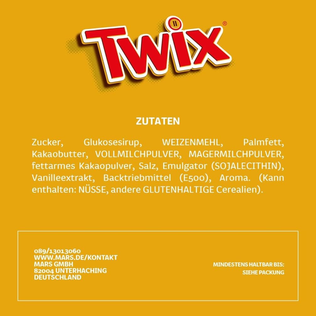 Twix vita chokladkakor; kola, kex, vit choklad; flera paket choklad; 5 barer (5 x 46 g)