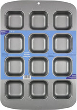 CSB106 Quadratische Antihaftbeschichtete Backform Mit 12 Minilöchern Aus Karbonstahl, Edelstahl, Silver, 37,3 X 26,1 X 3,1 Cm Formar och brickor för bakning Naty Shop