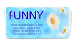 Roligt toalettpapper AG-014, 3 lager, 250 ark, 9,5 cm x 11 cm, vitt, enstaka paket med 8 rullar