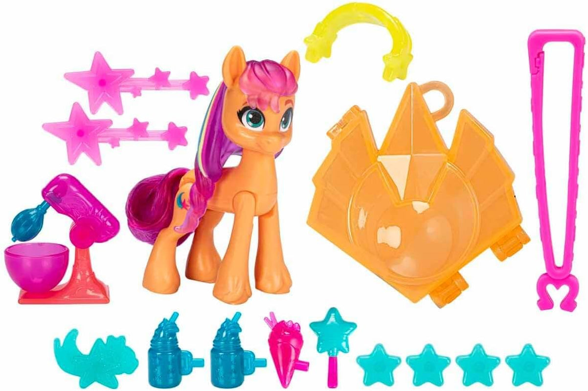 My Little Pony - Discover Your Sparkle Pony: Beauty Mark Magic Sunny Starscout, Ponny från hov till hjärta 7,5 cm, Ålder 5+, F5250, Flerfärgad