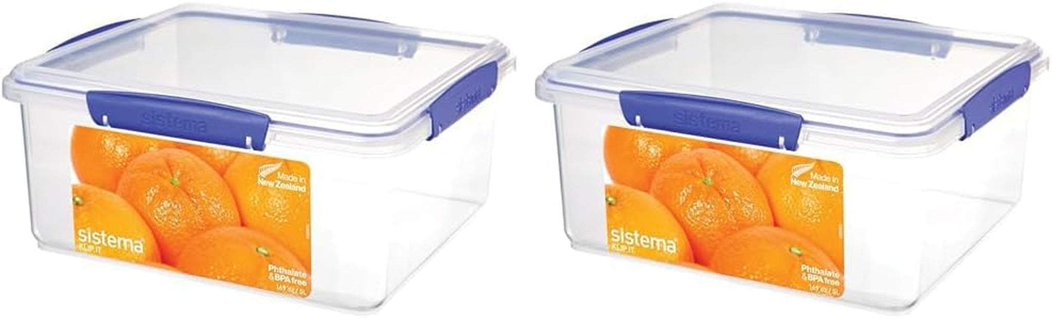 KLIP IT-system Matförvaringsburk 5 liter staplingsbar läckagesäker förvaringsburk med lock Kyl/frys Lämplig BPA-fri plastblå klämmor 1 stycke (2 pack) Naty Shop Matförvaringslådor Standardtitel