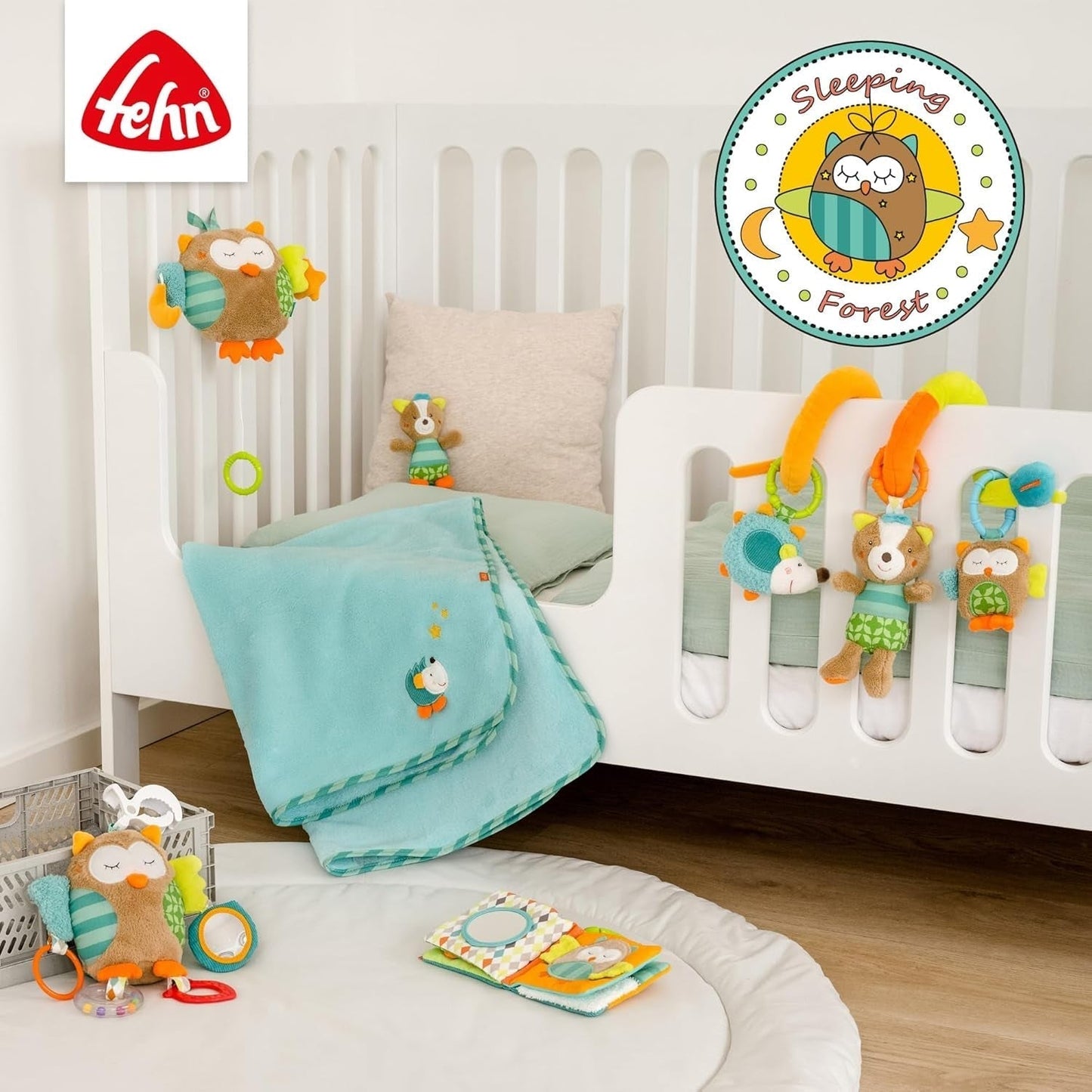 Fehn Activity Spiral Sleeping Forest - rör och håll barnvagnsleksak - babyleksak för säng, lekhage, barnvagn och bilbarnstol - motoraktivitetsleksak för spädbarn och småbarn från 0+ månader Babyleksaker Naty Shop