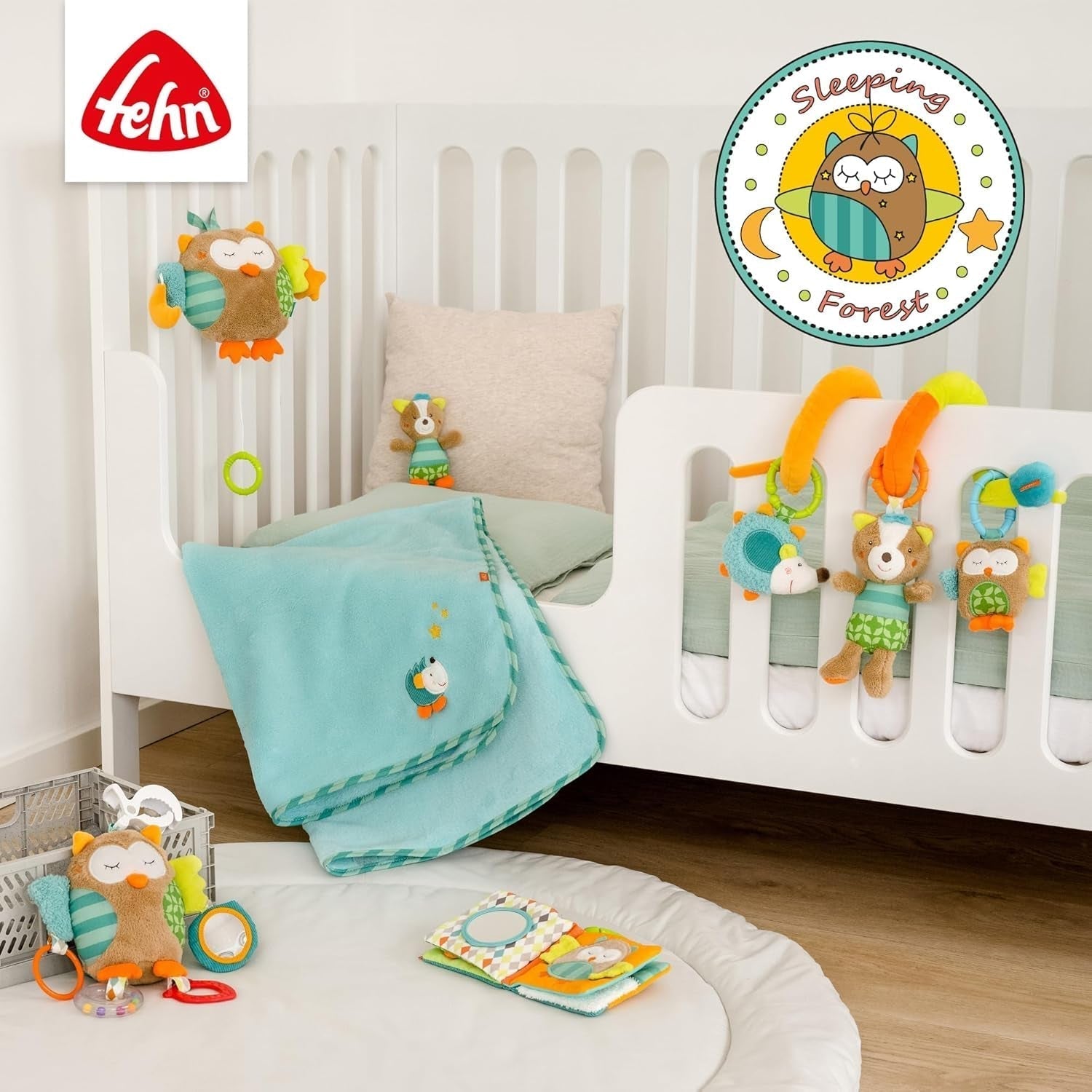 Fehn Activity Spiral Sleeping Forest - rör och håll barnvagnsleksak - babyleksak för säng, lekhage, barnvagn och bilbarnstol - motoraktivitetsleksak för spädbarn och småbarn från 0+ månader Babyleksaker Naty Shop