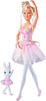Simba 105733603 - Steffi Love Dancing Ballerina, Steffi som ballerinadocka med djurvän och roterande kjol, lekdocka 29 cm, från 3 år
