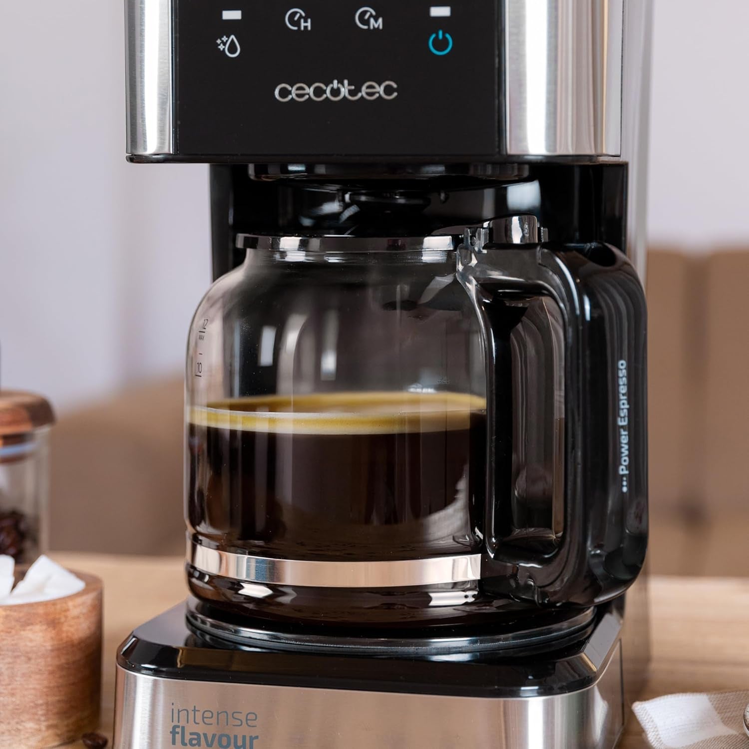 Espresso med filter Cecotec Coffee 66 Drop and Touch, effekt 950 W, 1,5 L, 12 koppar, pekskärm, glaskaraff, 24-timmarstimer, 6 strömbrytare, återanvändbart nätfilter