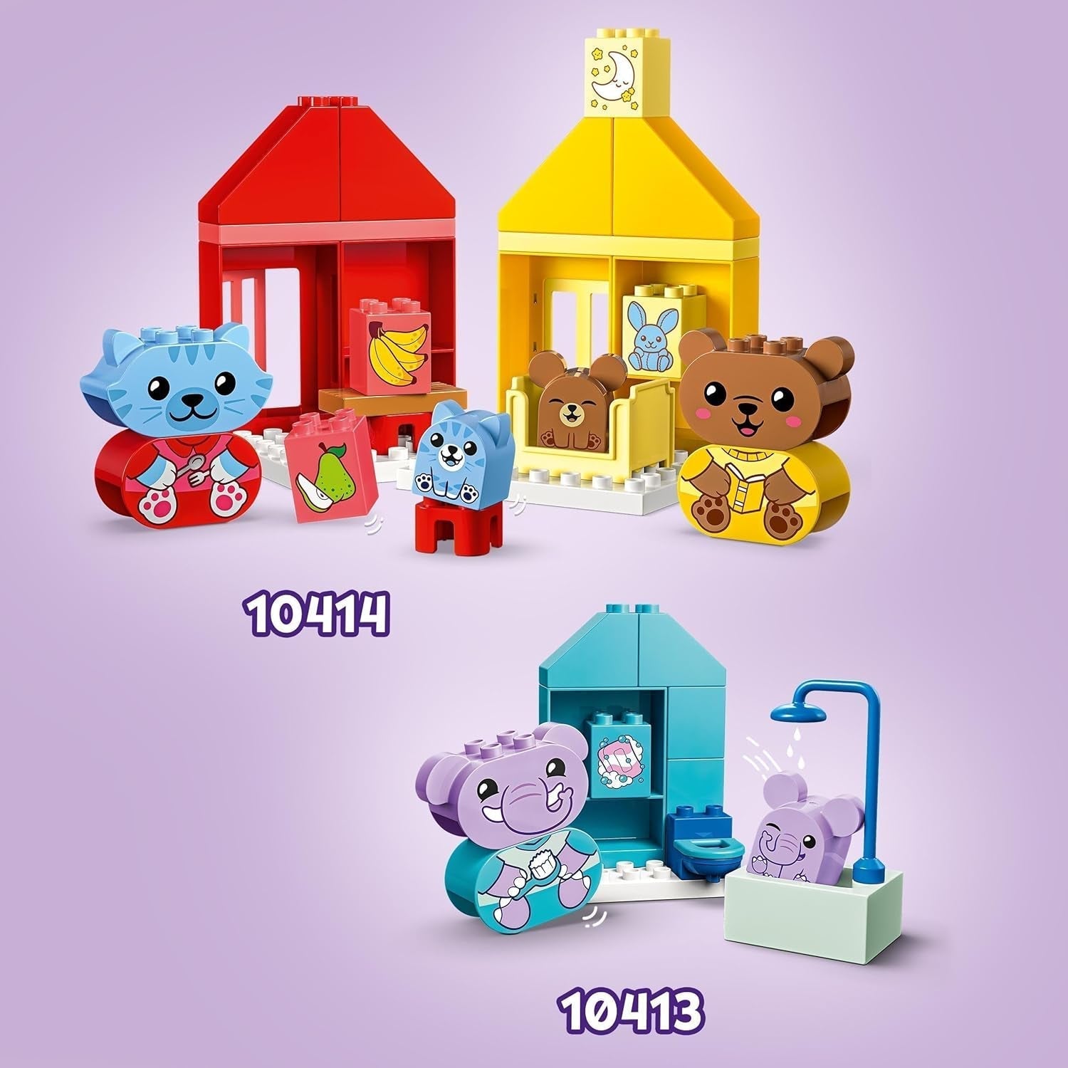 LEGO DUPLO vardagsrutiner: Äta & läggdags, lärande leksak för småbarn för att uppmuntra social och känslomässig utveckling, med 4 djurfigurer, present till barn från 18 månader 10414 Byggset Besuche den LEGO-Store
