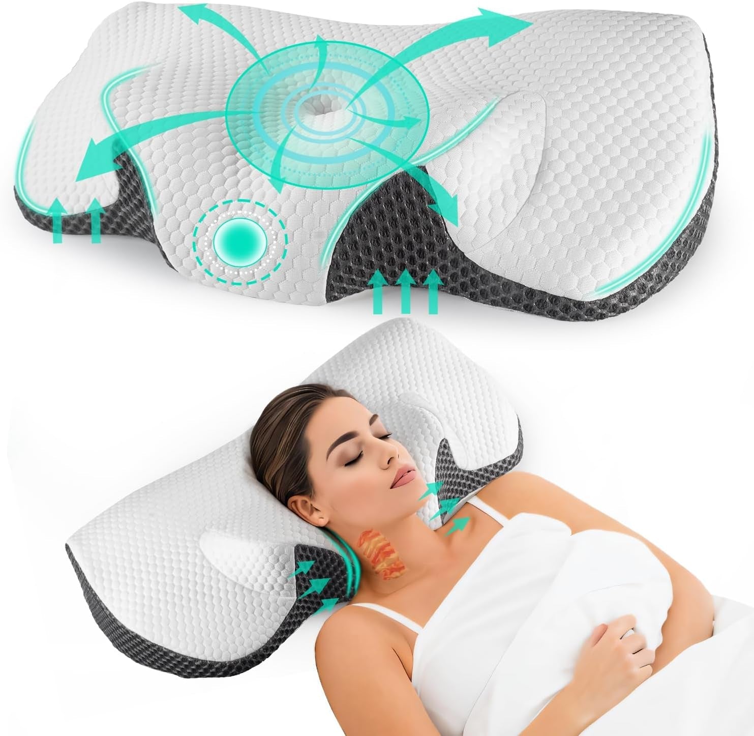 IDEA Nackvärkskudde Ortopedisk kudde Tillverkad av Memory Foam Kudde Ergonomisk nackkudde för optimalt stöd Anti-snarkningskudde för sido, rygg och mage Sovcervikala ortopediska kuddar Naty Shop